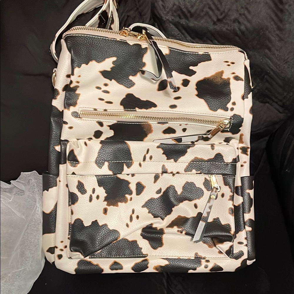 Stylish Black and White Cow Print backpack